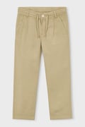 Mayoral spodnie dziecięce z dodatkiem lnu kolor beżowy gładkie 3576