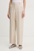 Weekend Max Mara spodnie damskie lniane MALIZIA beżowe high waist 2615131112600