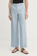 Weekend Max Mara spodnie damskie lniane MALIZIA niebieskie high waist 2615131112600