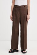 Weekend Max Mara spodnie damskie lniane MALIZIA brązowe high waist 2615131112600