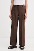 Weekend Max Mara spodnie damskie lniane MALIZIA brązowe high waist 2615131112600