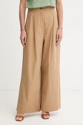 Weekend Max Mara штани-палаццо жіночі бавовняні BENDA коричневі high waist 2615131142600