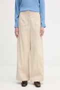 MM by Max Mara spodnie STRENNA damskie kolor beżowy szerokie high waist 2616131017600