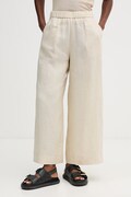 MM by Max Mara spodnie lniane CANNETI damskie kolor beżowy szerokie high waist 2616131028600