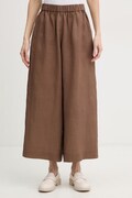 MM by Max Mara spodnie lniane CANNETI damskie kolor brązowy szerokie high waist 2616131028600