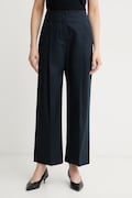 BOSS nohavice wide leg dámske bavlnené s elastanom Tulotta tmavomodré high waist 50551913