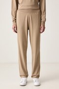 HUGO spodnie dresowe damskie z modalem SIGNATURE_PANT beżowe high waist 50556808