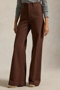 Polo Ralph Lauren spodnie damskie z bawełną brązowe high waist 211A10723