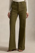 Polo Ralph Lauren spodnie damskie z bawełną zielone high waist 211A10723