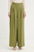 Karl Lagerfeld spodnie damskie kolor zielony szerokie high waist B1W10012