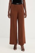 Karl Lagerfeld spodnie damskie kolor brązowy proste high waist B1W10014