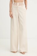 Patrizia Pepe spodnie damskie kolor beżowy szerokie high waist 8P0769 A6F5