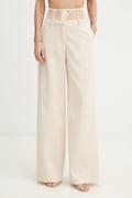 Patrizia Pepe spodnie damskie kolor beżowy szerokie high waist 8P0769 A6F5