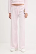 Juicy Couture spodnie dresowe welurowe Wrap You Up damskie kolor różowy z nadrukiem JCNBJ126452