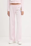 Juicy Couture spodnie dresowe welurowe Wrap You Up damskie kolor różowy z nadrukiem JCNBJ126452