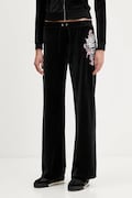 Juicy Couture spodnie dresowe welurowe Wrap You Up damskie kolor czarny z nadrukiem JCNBJ126452