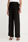 Marella nohavice wide leg dámske ľanové SOLISTA čierne regular waist