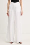 Marella spodnie lniane OTTELIA damskie kolor beżowy szerokie high waist 2613131062200