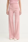 iBlues spodnie straight damskie z dodatkiem lnu CANALE różowe high waist 2617131112200