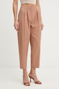 Twinset spodnie damskie z dodatkiem wełny brązowe high waist 261TP2181