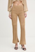 Twinset spodnie bawełniane damskie kolor beżowy dzwony high waist 261TT3262