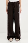 adidas Originals spodnie dresowe ażurowe damskie brązowe high waist KE0201