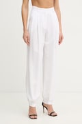 Fracomina spodnie palazzo damskie z dodatkiem lnu białe high waist FS26SV3009W62201