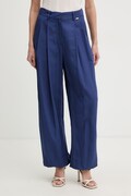 Fracomina spodnie palazzo damskie z dodatkiem lnu granatowe high waist FS26SV3009W62201