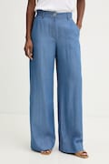 Fracomina spodnie damskie kolor niebieski szerokie high waist FS26SV3005D46901