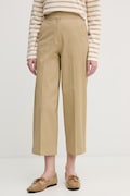 United Colors of Benetton Παντελόνι γυναικείο με βαμβάκι μπεζ ψηλό 4FRXDF0B0