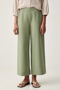 Marc O'Polo spodnie wide leg damskie z lnem zielone high waist 5000013087