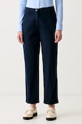 Tommy Hilfiger spodnie damskie z bawełną granatowe high waist WW0WW49647