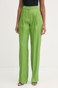 Elisabetta Franchi spodnie garniturowe damskie lniane zielone high waist PA17962E2