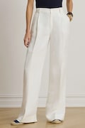 Lauren Ralph Lauren nohavice palazzo dámske s ľanom biele high waist 200P13458