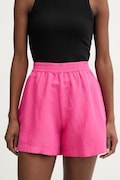 BOSS Orange szorty damskie z lnem C Tallan różowe high waist 50559251