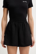 BOSS Orange szorty damskie z lnem C Tallan czarne high waist 50559251