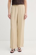 Gant spodnie damskie z lnem beżowe high waist 4150381