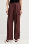 Gant spodnie damskie z lnem brązowe high waist 4150381