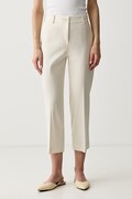 Sisley nohavice rovné dámske s ľanom béžové high waist 4G8XLF090