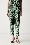 United Colors of Benetton spodnie damskie lniane zielone high waist 41GADF079