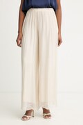 Haveone spodnie palazzo damskie z dodatkiem jedwabiu beżowe high waist PCH-Q007