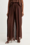Haveone spodnie palazzo damskie z dodatkiem jedwabiu brązowe PCH-Q007