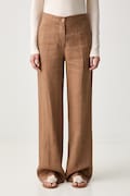 ViCOLO spodnie damskie lniane brązowe high waist TAB0433