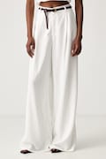 Haveone spodnie straight damskie z wiskozą białe high waist PIA-Q551