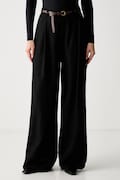 Haveone spodnie straight damskie z wiskozą czarne high waist PIA-Q551