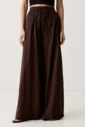 ViCOLO spodnie palazzo damskie bawełniane brązowe high waist TAB0700