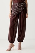Haveone spodnie damskie z lyocellem brązowe high waist PVS-Q256