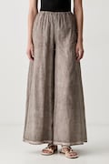 Haveone spodnie damskie bawełniane brązowe high waist PFL-Q232