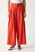 ViCOLO spodnie culottes damskie lniane pomarańczowe high waist TAB0434