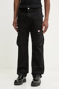 Tommy Jeans spodnie cargo męskie bawełniane z elastanem czarne super high waist DM0DM22403